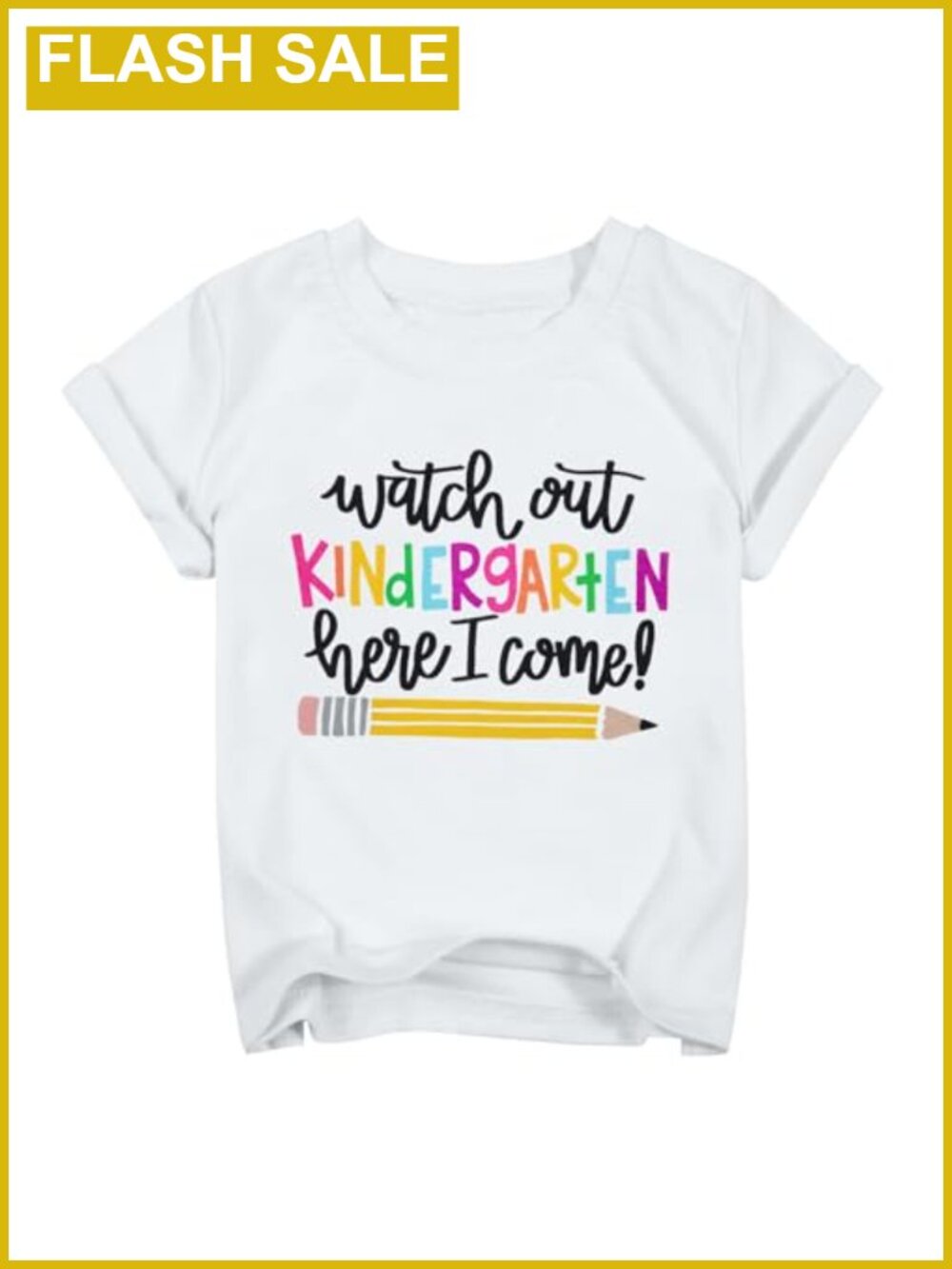 Kids First Day of Kindergarten Graphic Tee Short Sleeve School Shirt